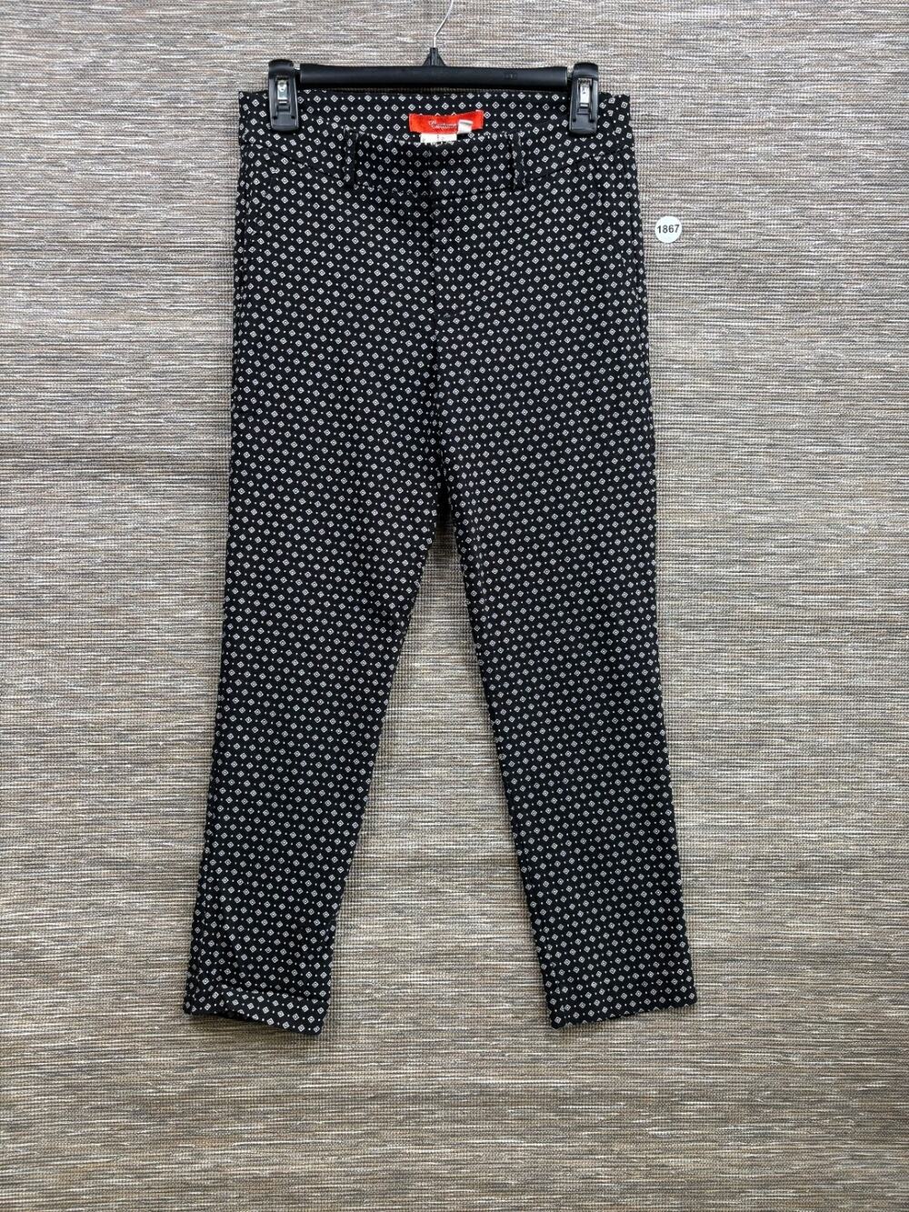 Anthropologie Cartonnier Geometric Print Charlie Ankle Pants Womens Size 0 Black